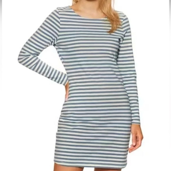 OUTERKNOWN New Denim Project Boatneck Blue Nautical Striped Dress Small Cotton - Picture 2 of 5